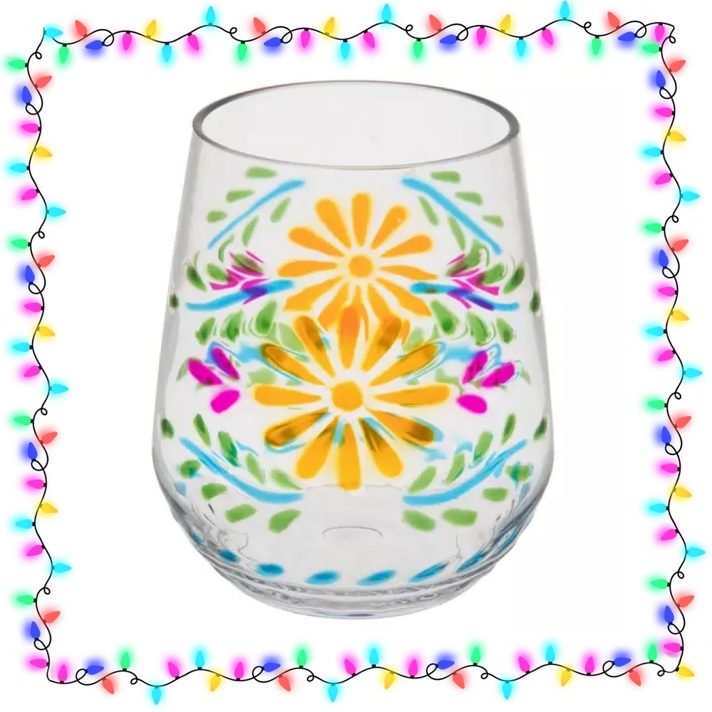 Fiesta Embossed BPA-Free Plastic Set with Pitcher and Two Stemless Glasses - Picture 4 of 9